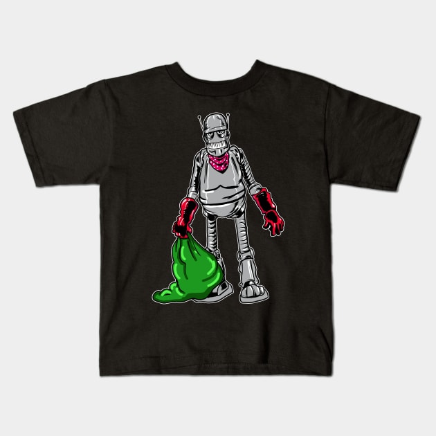 Garbage Man Bot Kids T-Shirt by silentrob668